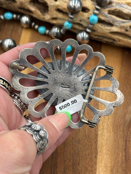 Turquoise Belt Buckle by FL Begay, Navajo