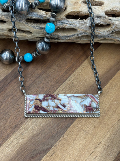 Spiny Bronze Mojave #917-49B XL Bar Necklace by Brandon Etcitty, Navajo