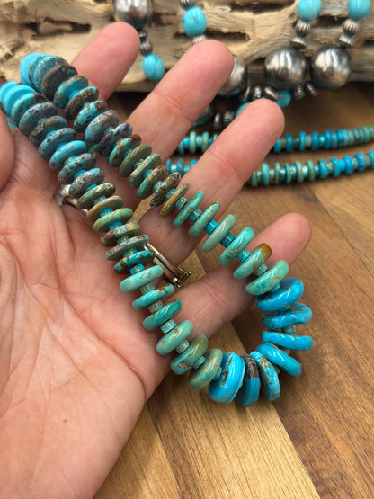 28” Best Seller Turquoise Graduated Rondelle Necklace