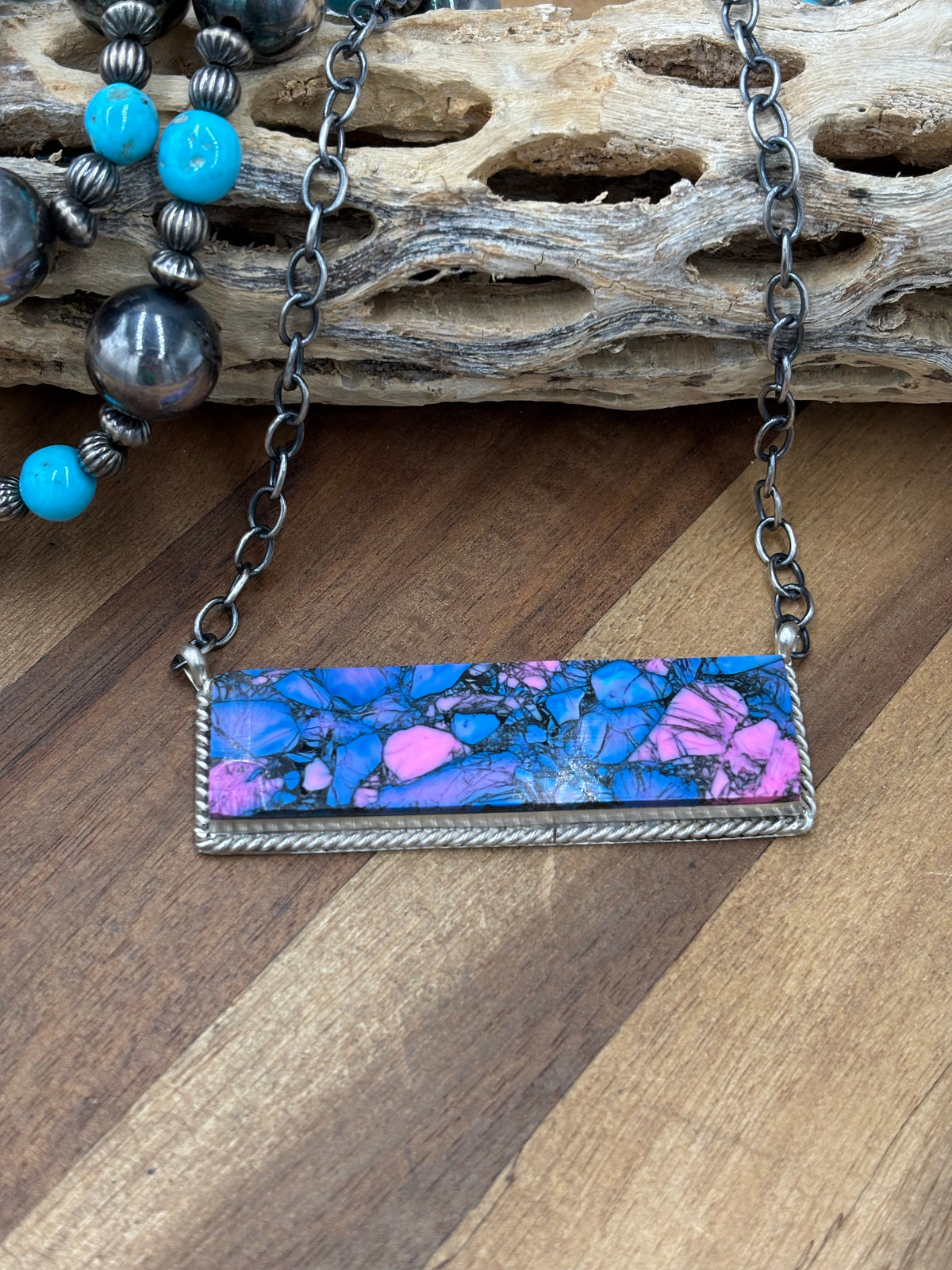 Monarch Mojave #917-44B XL Bar Necklace by Brandon Etcitty, Navajo