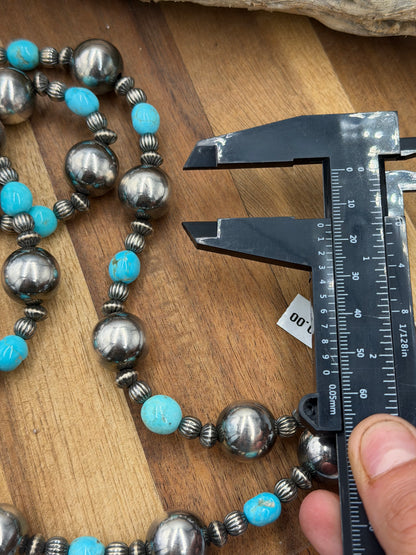 50” Sterling Pearls & Turquoise Necklace #811-7