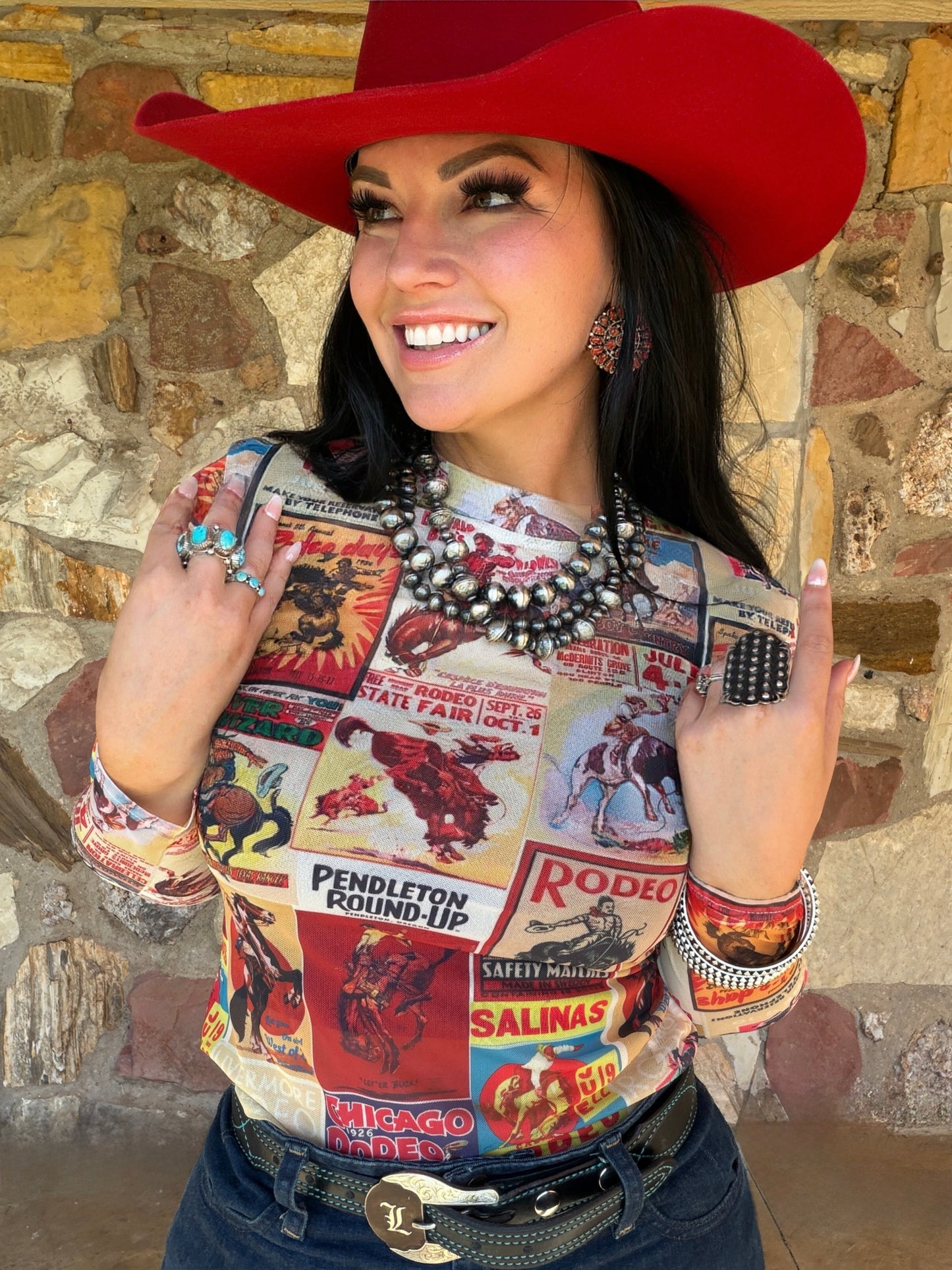 Rodeo Poster Mesh Top