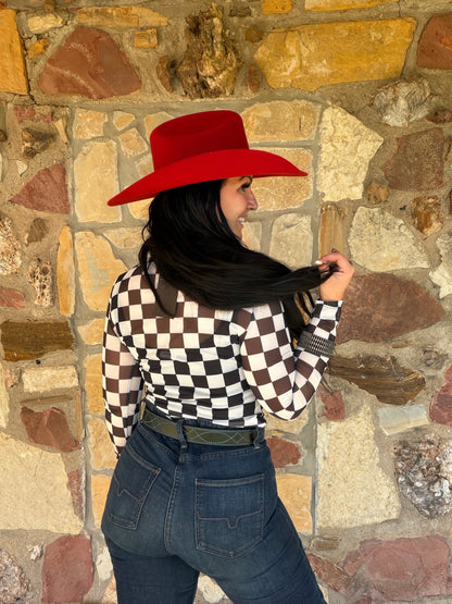 Checkered Mesh Top