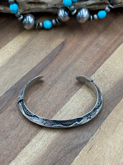 Silver Cuff #911-19 by Delayne Reeves, Navajo