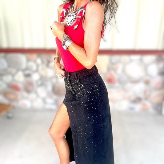 Starlight Slit Denim Skirt
