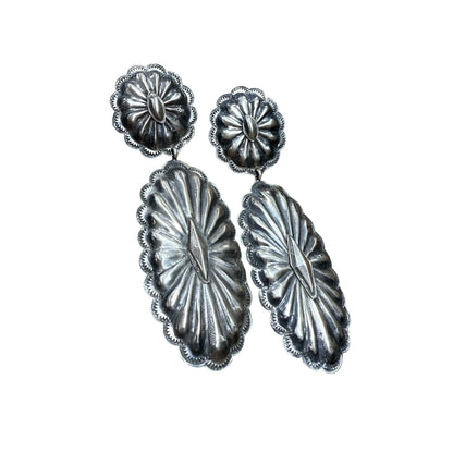 Sterling Silver Concho Earrings by Rita Lee, Navajo