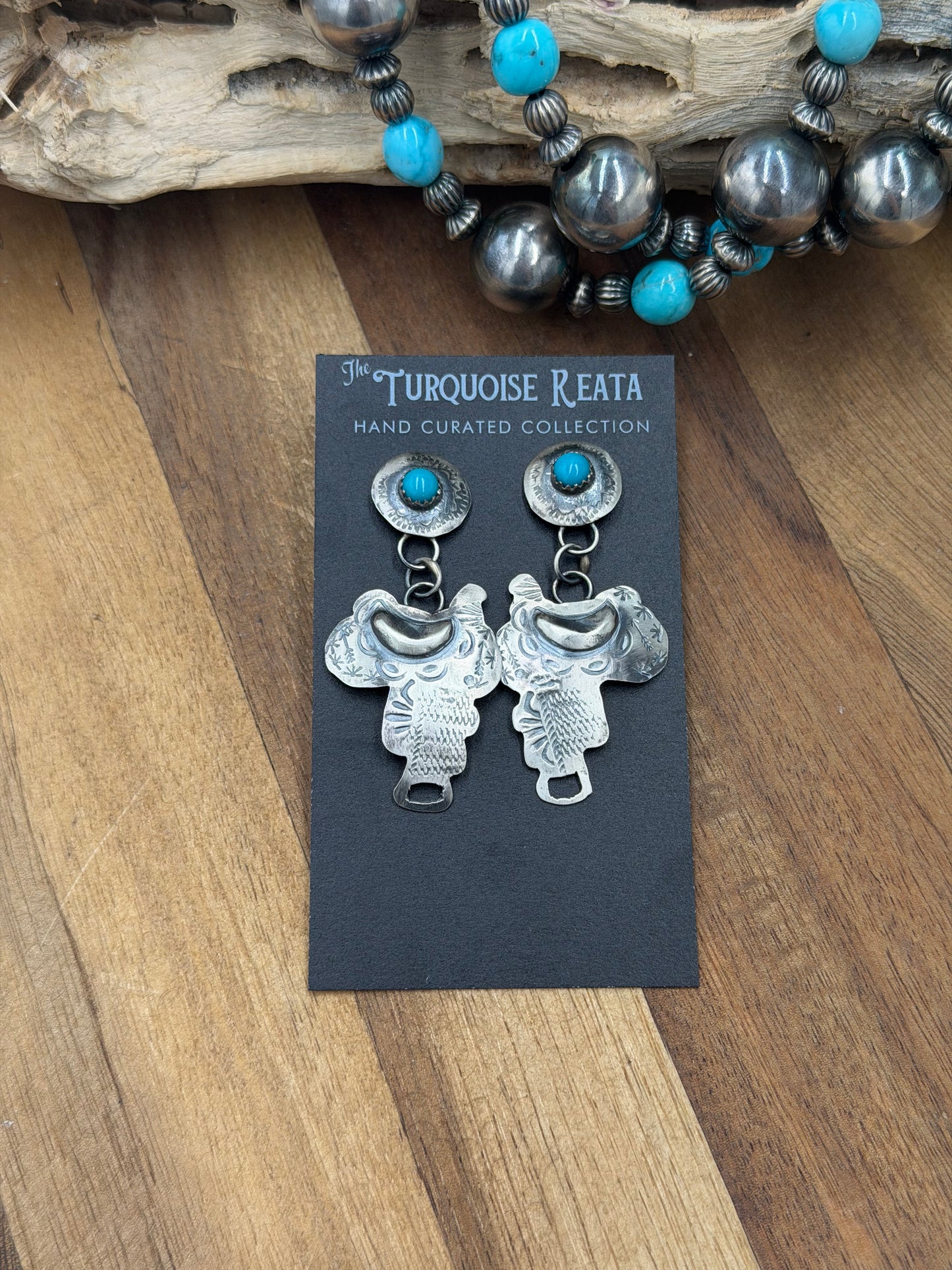 Saddle Earrings #811-12 by Gabriela Yazzie, Navajo