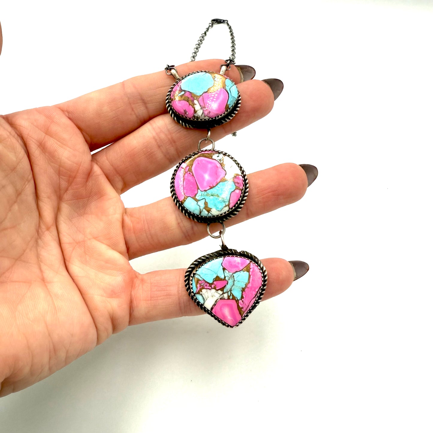 19" Cotton Candy drop pendant necklace