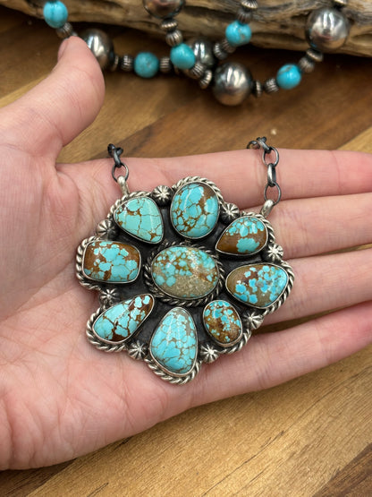 Mine #8 Turquoise #911-14 Cluster Necklace by Augustine Largo, Navajo