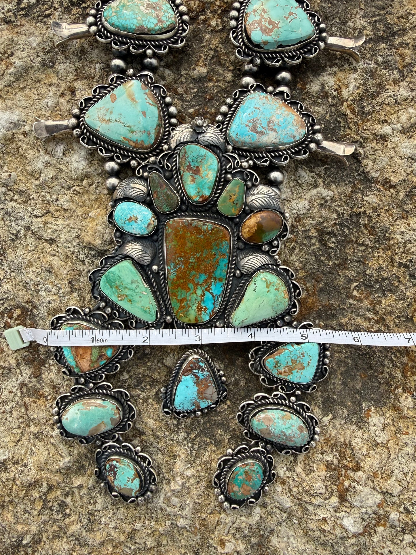 One of a Kind C Yazzie Giant Royston Squash Blossom
