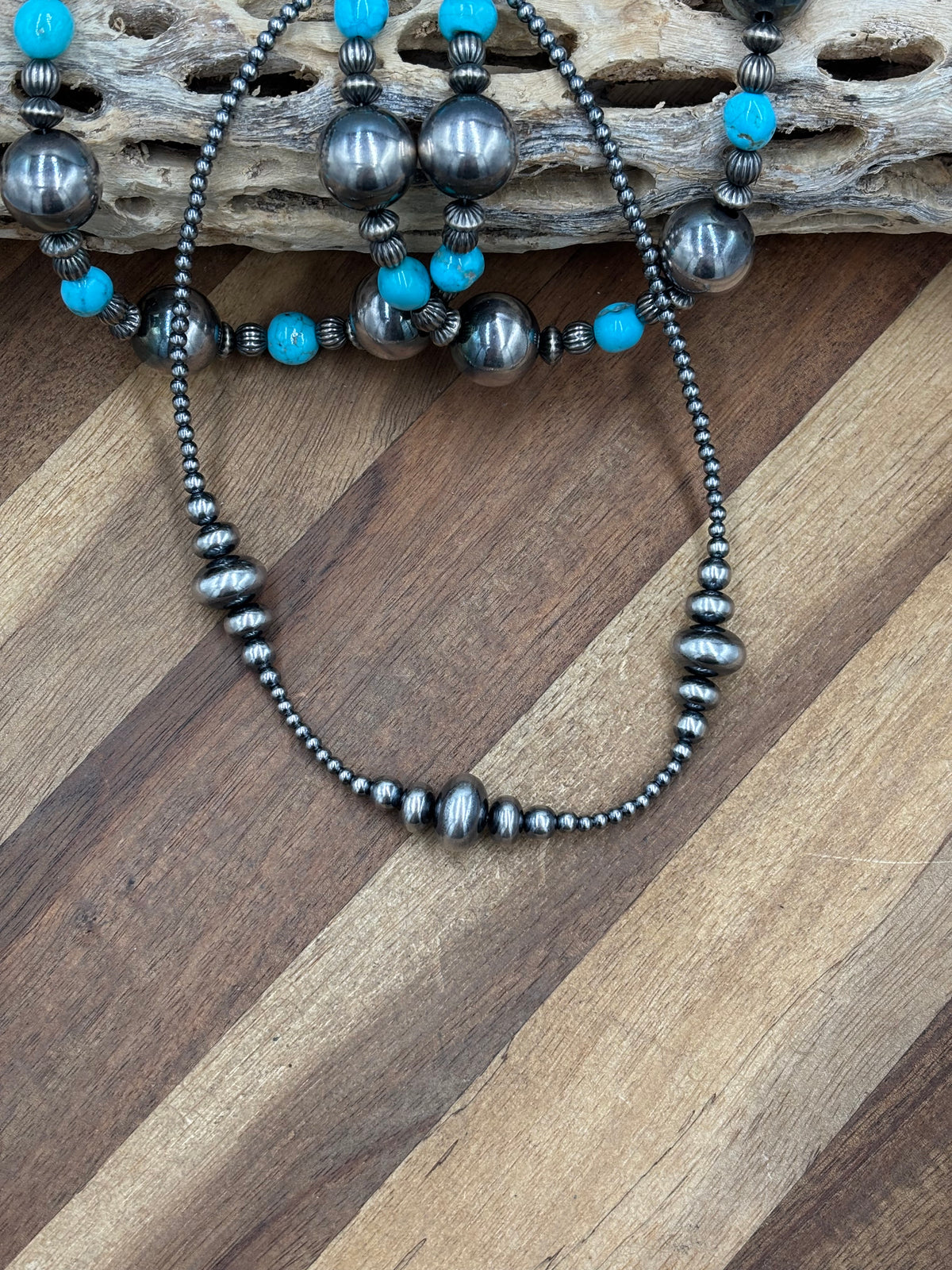 16” 3-14mm #911-24 Rondelle Sterling Pearls Necklace