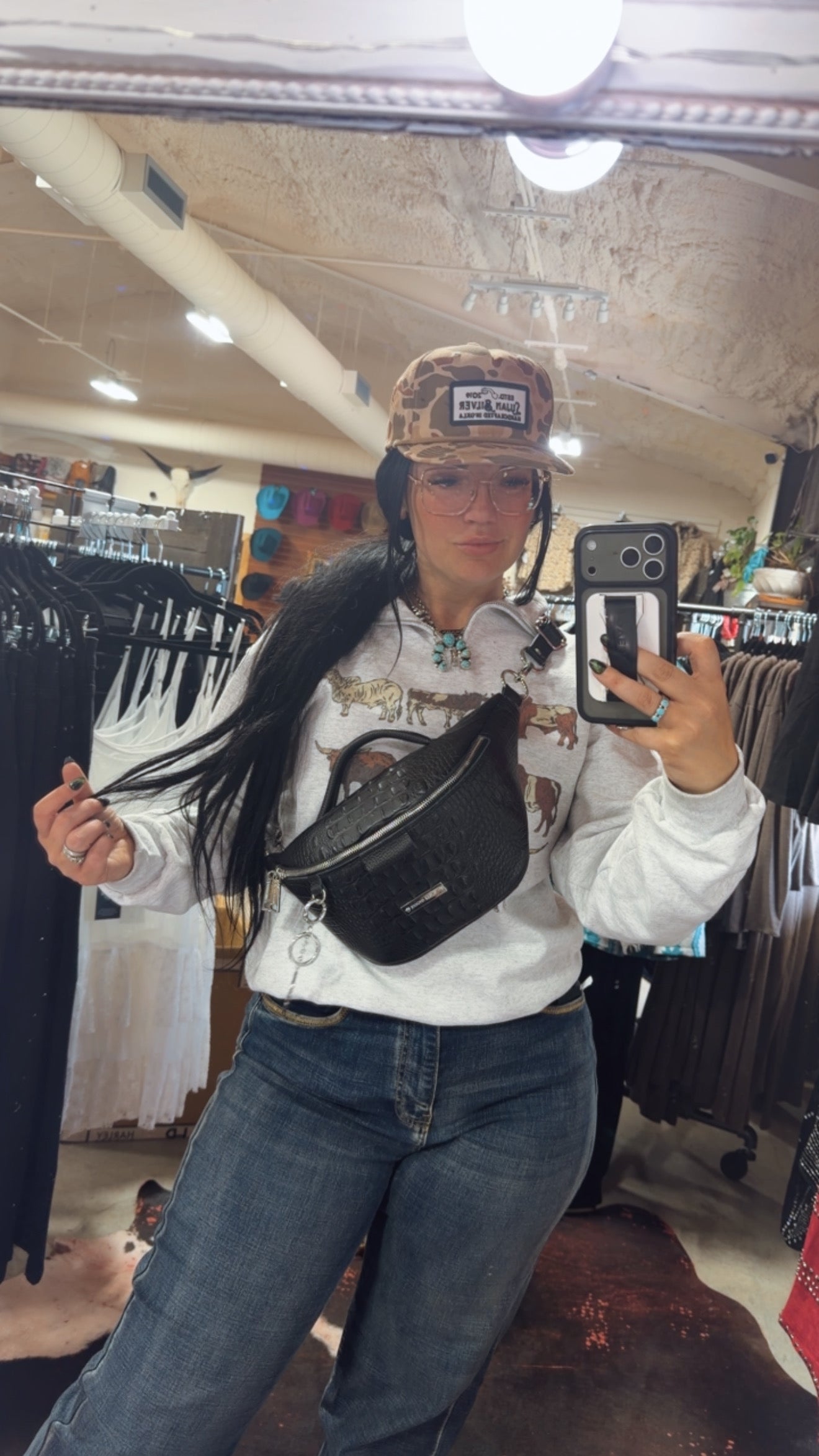 Black Croc by Harley Rhodes Bum Bag Crossbody