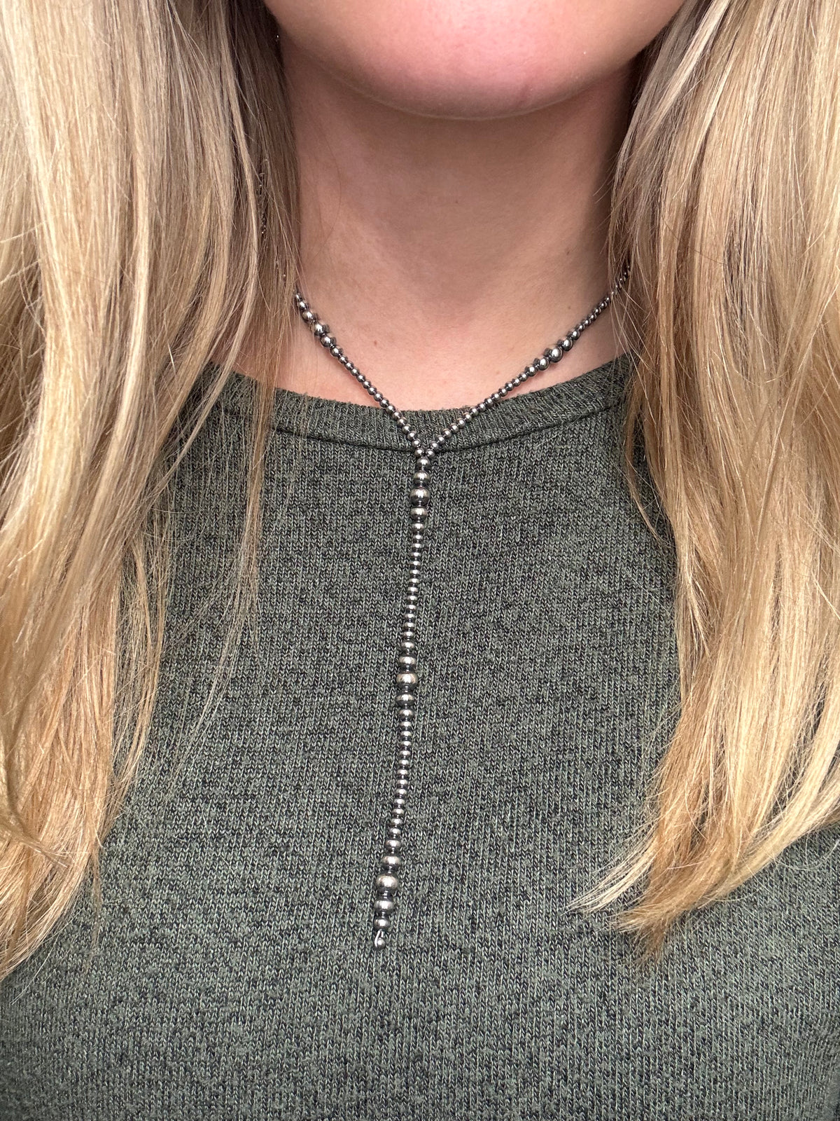16” 3-6mm #911-27 Sterling Pearls Y Lariat Necklace