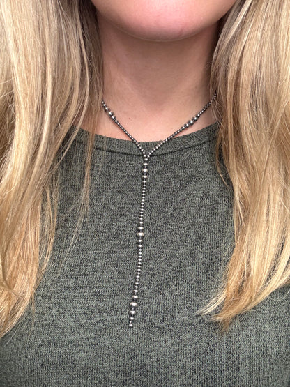 16” 3-6mm #911-27 Sterling Pearls Y Lariat Necklace