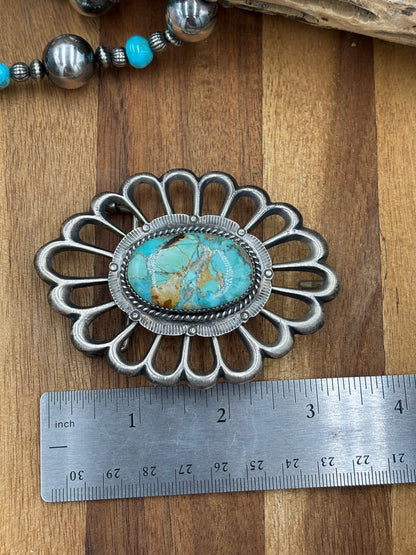 Turquoise Belt Buckle by FL Begay, Navajo