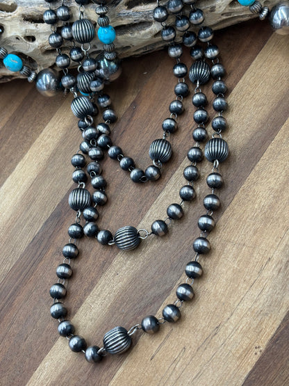 60" Sterling Silver Pearls #922-19 Necklace 8mm-12mm