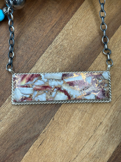 Spiny Bronze Mojave #917-49F XL Bar Necklace by Brandon Etcitty, Navajo