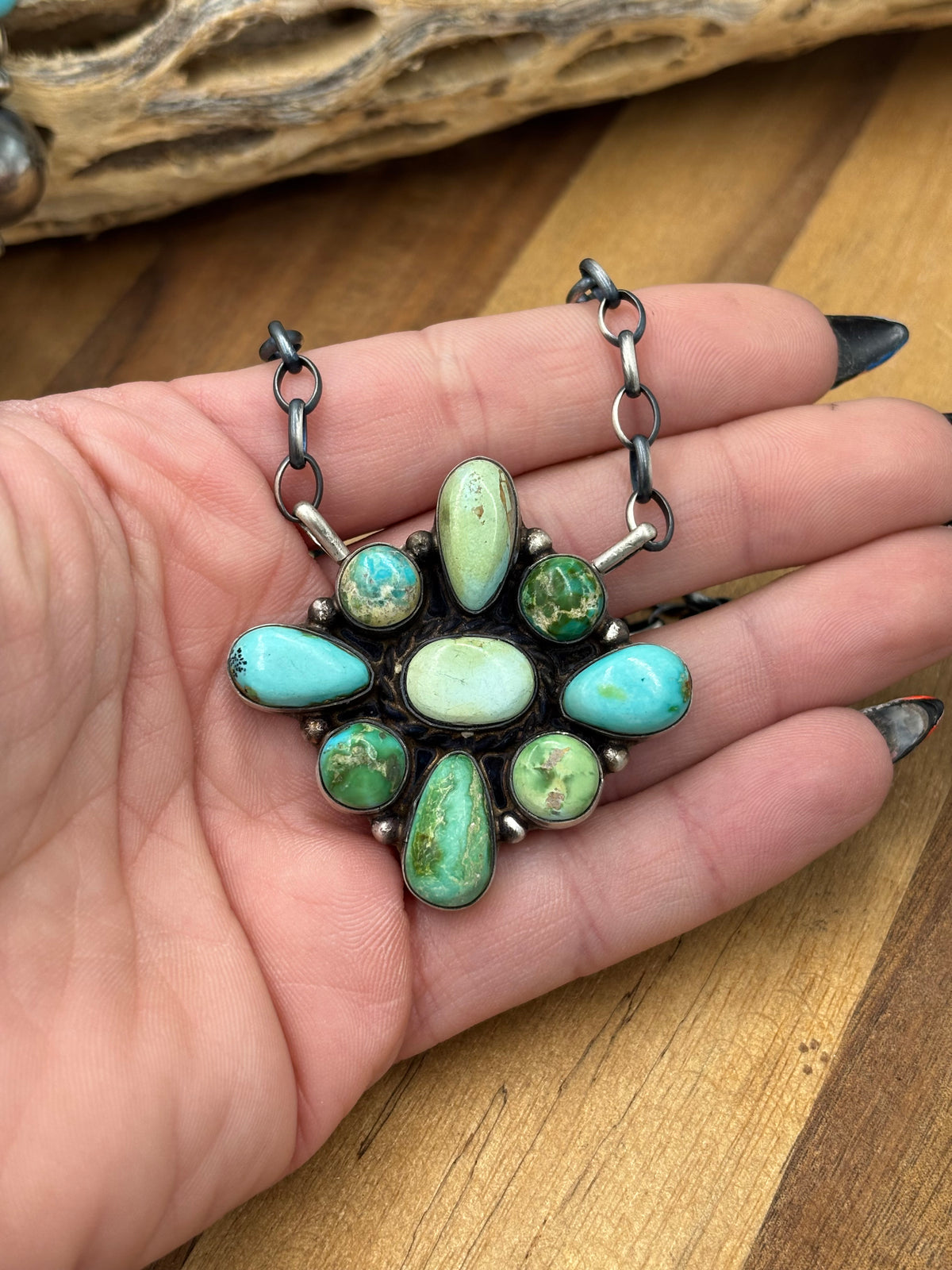 Sonoran Gold #917-51 Cluster Necklace by Wilson Dawes, Navajo