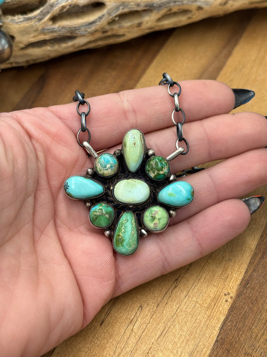 Sonoran Gold #917-51 Cluster Necklace by Wilson Dawes, Navajo