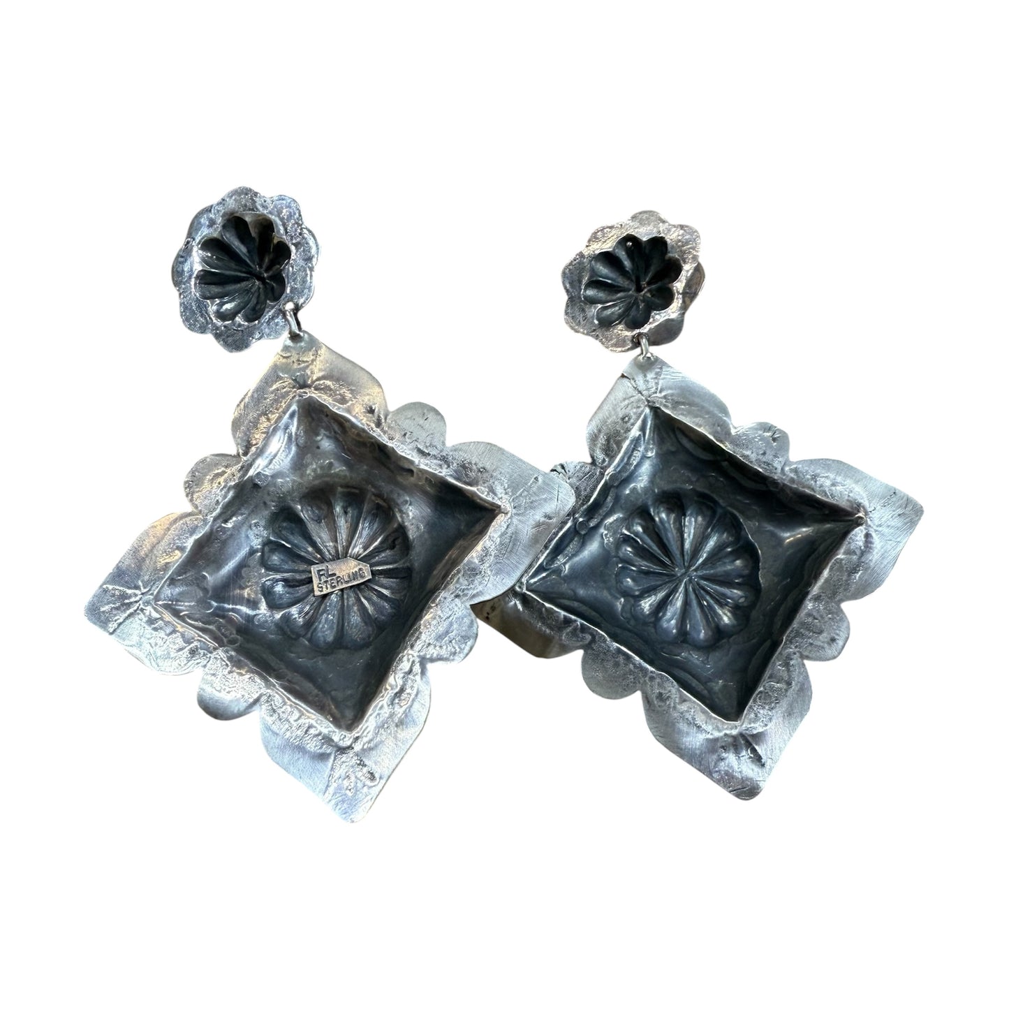 Diamond Concho Earrings By Francis Begay, Navajo