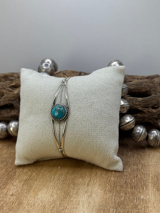 Kingman Turquoise Cuff #2 by Esther White, Navajo
