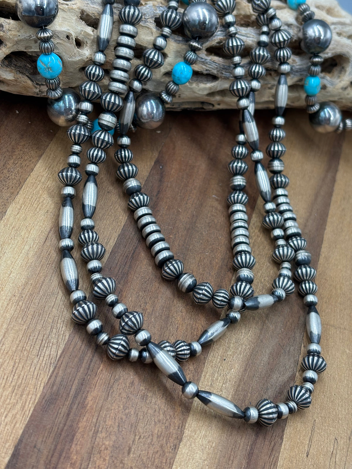 60" Sterling Silver Pearls #922-7 Necklace 10mm Mixed Sizes