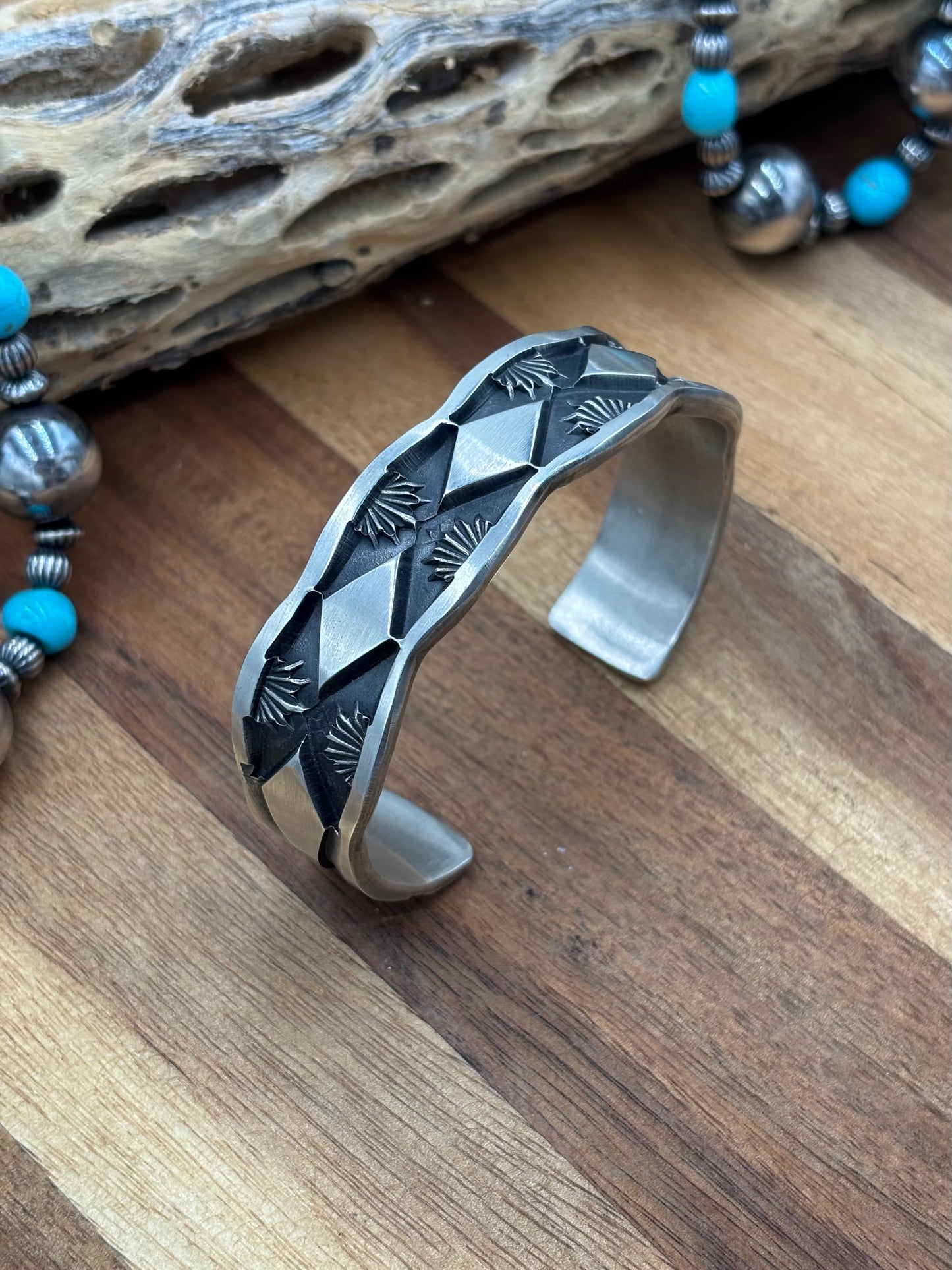 All Silver Cuff #1 by Jerald Tahe, Navajo