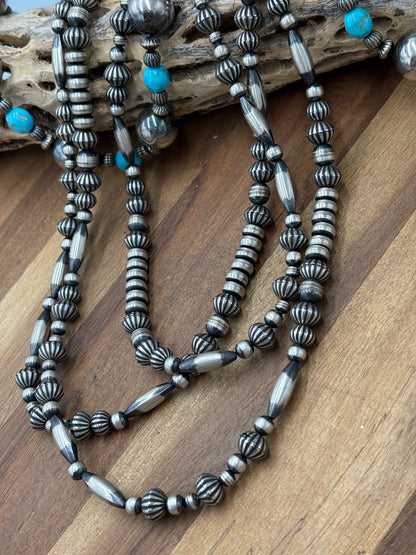 60" Sterling Silver Pearls #922-7 Necklace 10mm Mixed Sizes