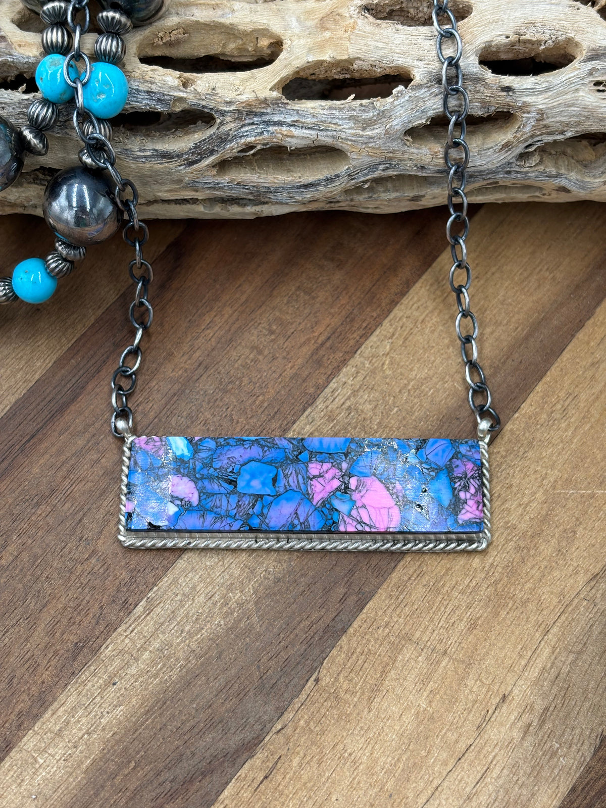 Monarch Mojave #917-44D XL Bar Necklace by Brandon Etcitty, Navajo