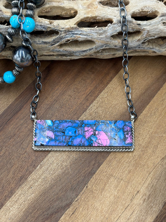 Monarch Mojave #917-44D XL Bar Necklace by Brandon Etcitty, Navajo