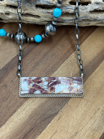 Spiny Bronze Mojave #917-49C XL Bar Necklace by Brandon Etcitty, Navajo