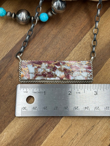 Spiny Bronze Mojave #917-49D XL Bar Necklace by Brandon Etcitty, Navajo