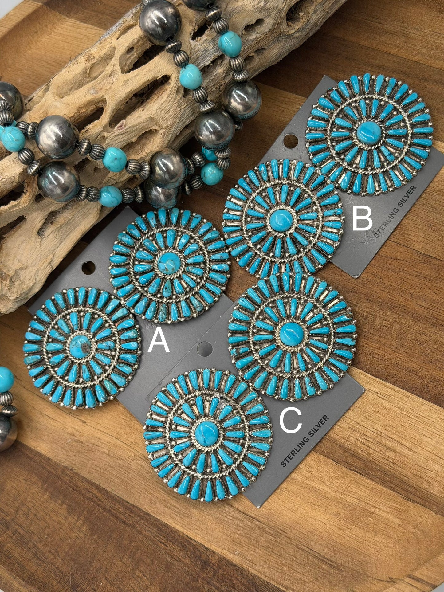 Turquoise Cluster Earrings #811-11 by Davina Benally, Navajo