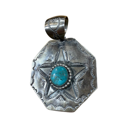 Octagon Statement Pendant by Delbert Santos, Navajo