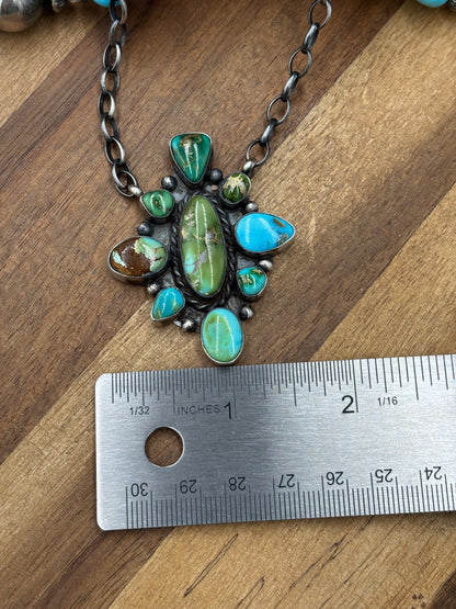 Sonoran Gold #917-54 Cluster Necklace by Wilson Dawes, Navajo