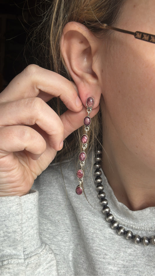 Sterling Silver & Purple Spiny Oyster Earrings