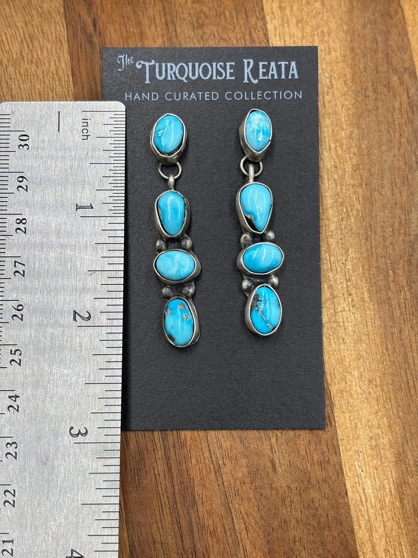 Turquoise Drop Earrings by Ella Peters, Navajo