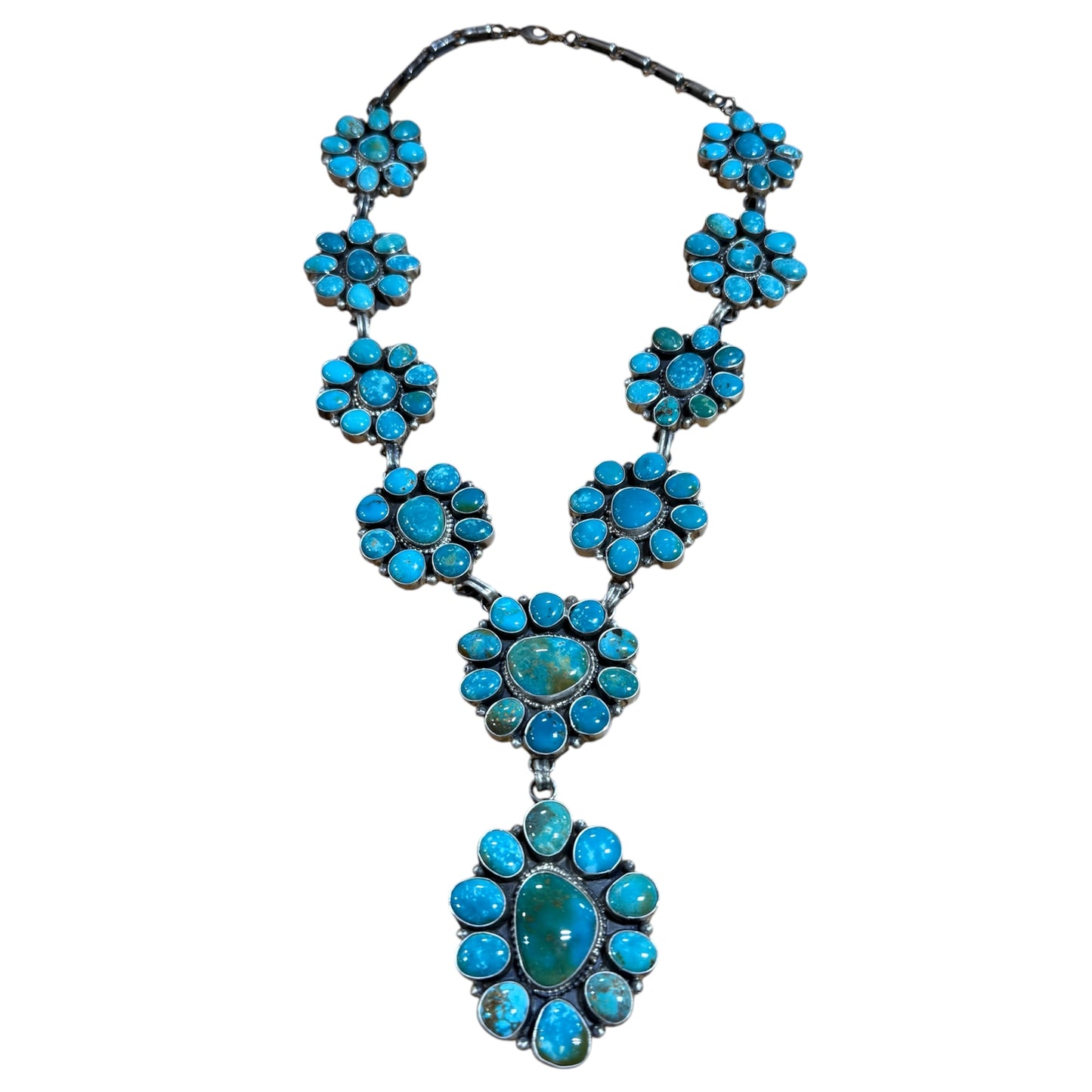 Turquoise Cluster Statement Necklace by Artist Ella Peters, Navajo