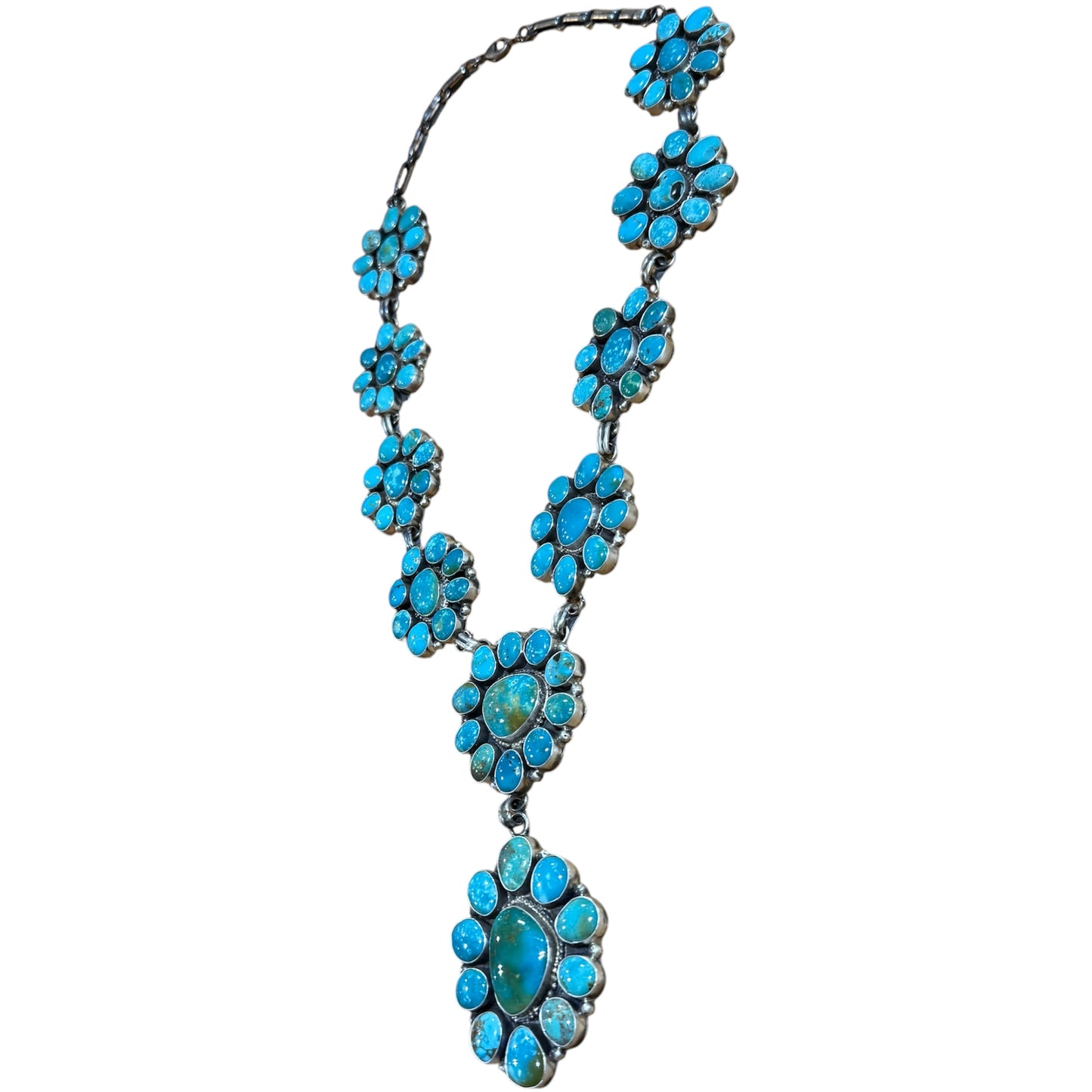Turquoise Cluster Statement Necklace by Artist Ella Peters, Navajo