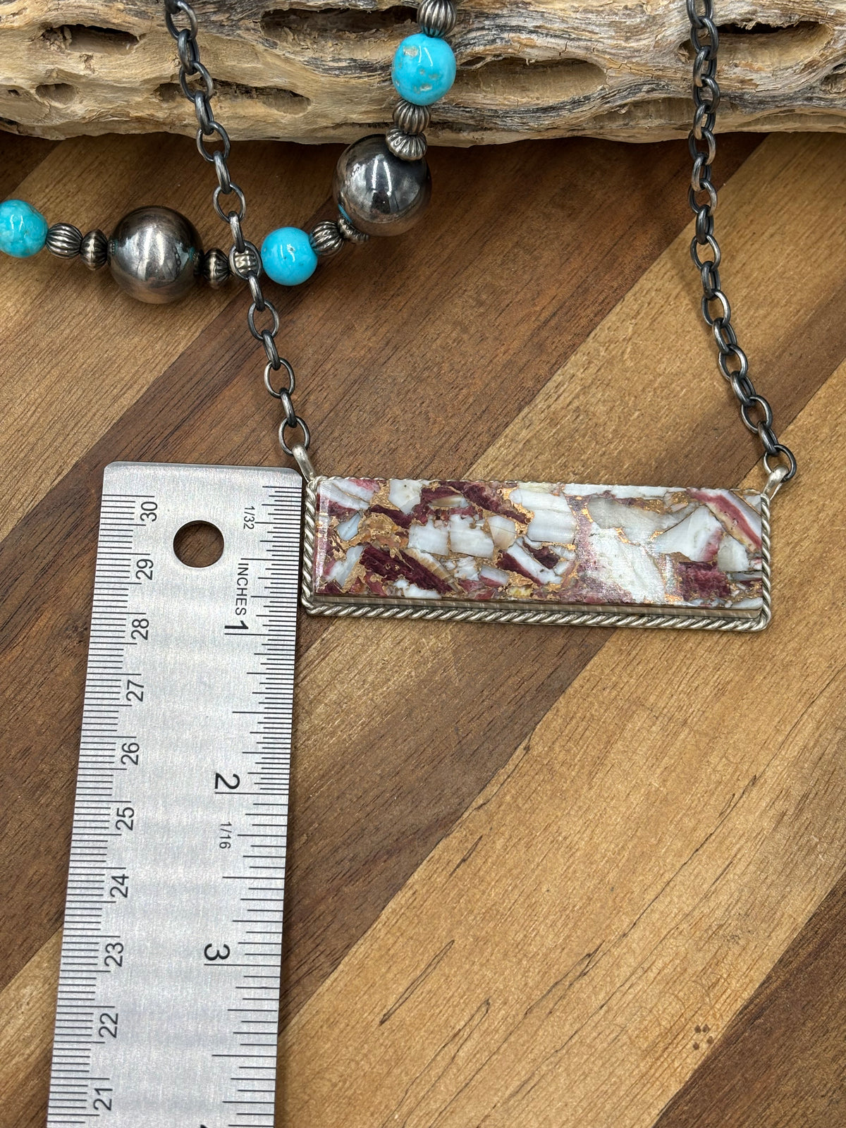 Spiny Bronze Mojave #917-49B XL Bar Necklace by Brandon Etcitty, Navajo
