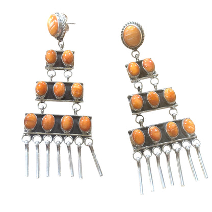 Orange Spiny Oyster Chandelier Earrings