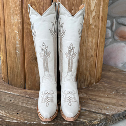 Signature Turquoise Reata Boot – The Charlotte Bone Tulip Top Snip Toe Boot