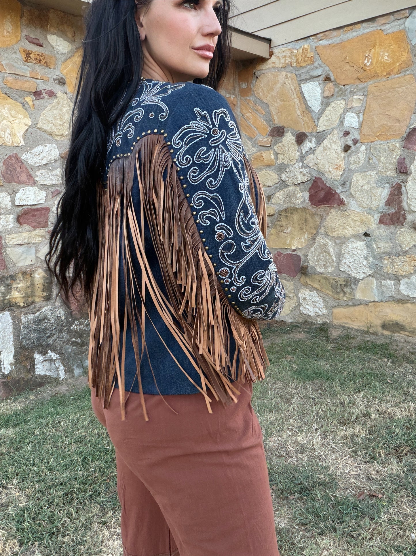 Reba Beaded Denim Jacket by Scully