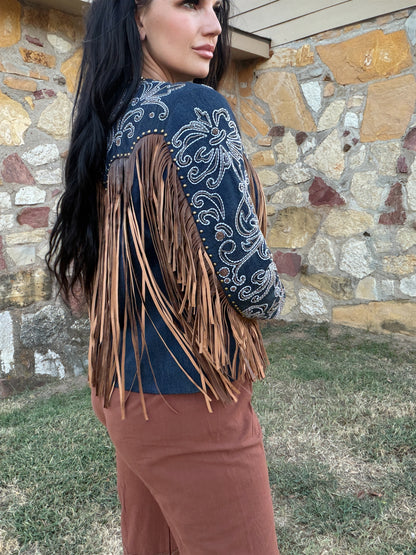 Reba Beaded Denim Jacket by Scully
