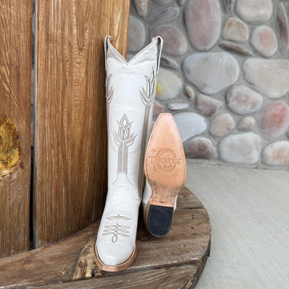 Signature Turquoise Reata Boot – The Charlotte Bone Tulip Top Snip Toe Boot