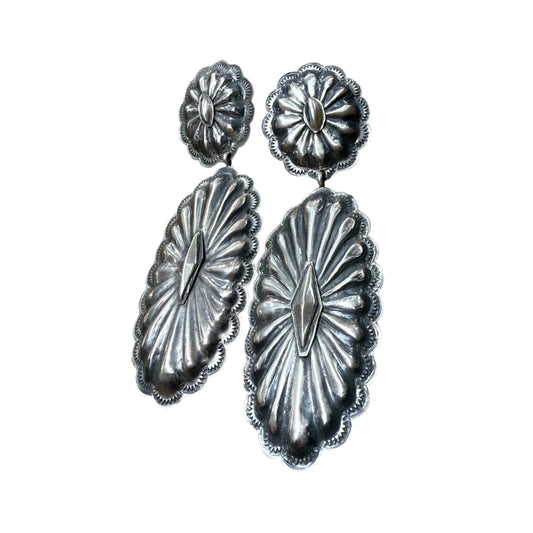 Sterling Silver Concho Earrings by Rita Lee, Navajo