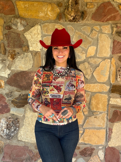 Rodeo Poster Mesh Top