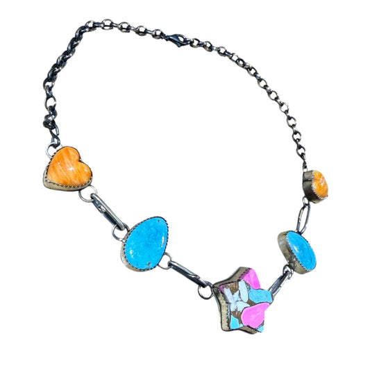 Cotton Candy Choker by Tia Long, Navajo