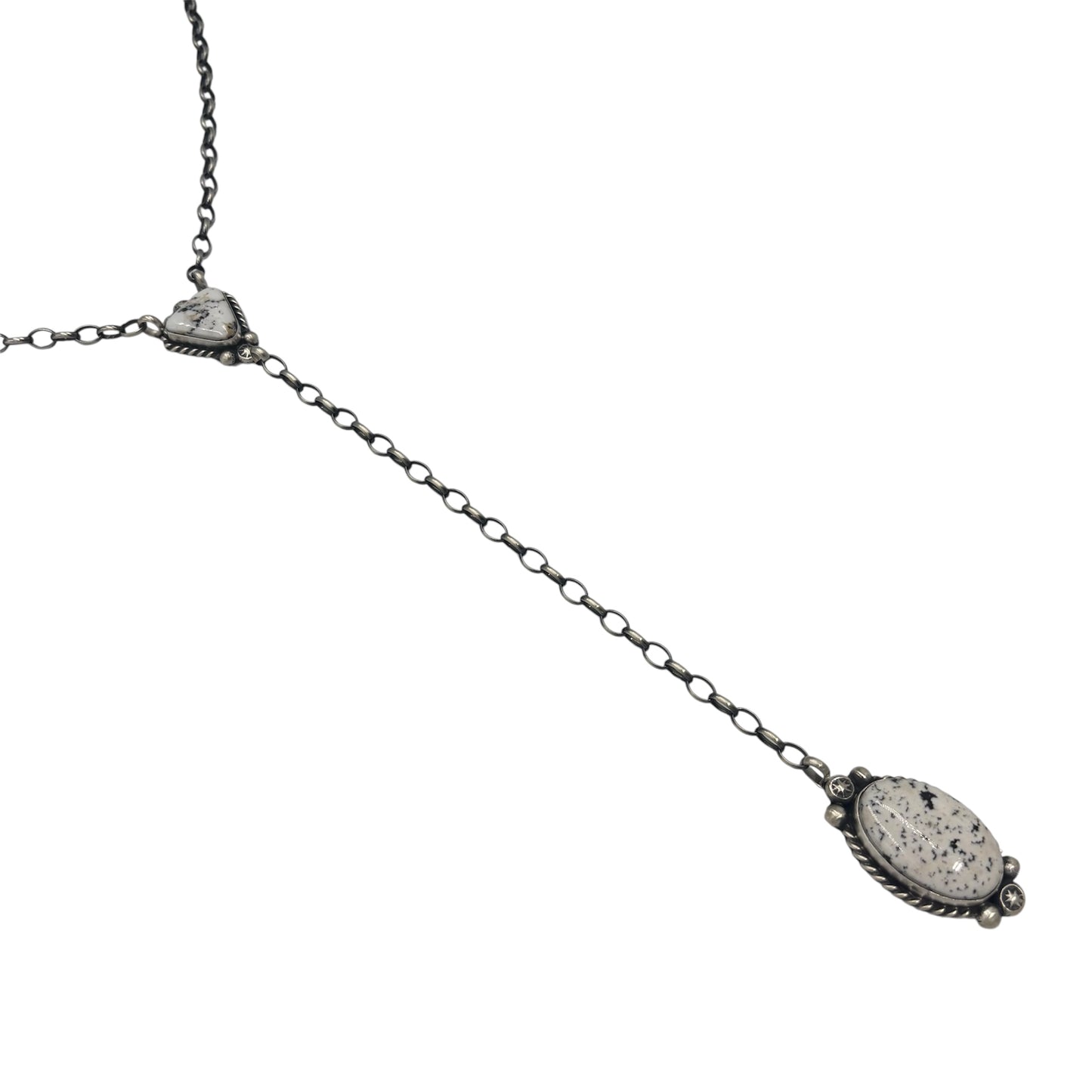 20" White Buffalo Lariat Necklace By Navajo Artist Augustine Largo