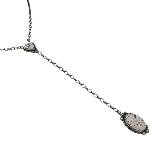 20" White Buffalo Lariat Necklace By Navajo Artist Augustine Largo